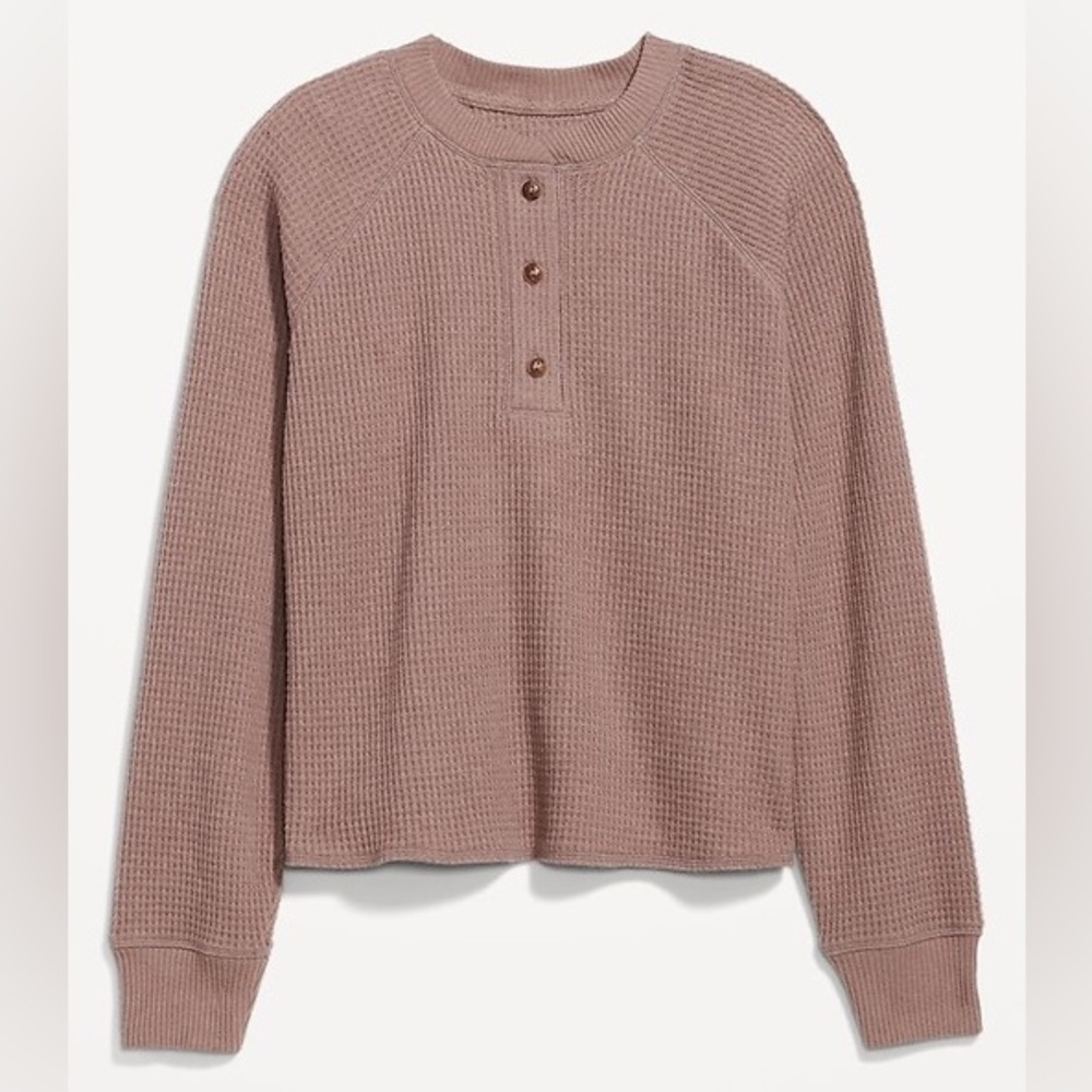 Waffle Knit Henley Top #199